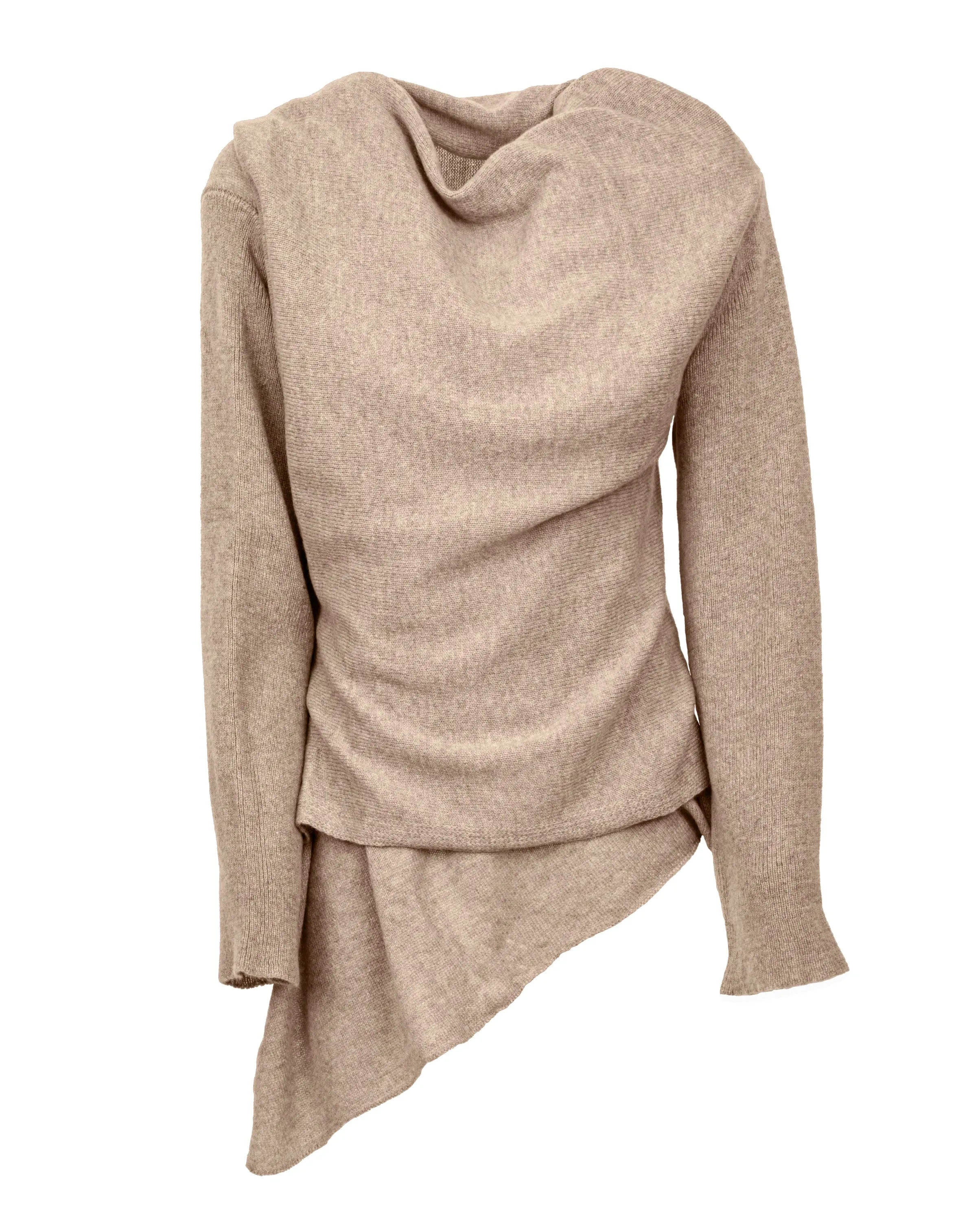 NEW FALL 24 - Pure Cashmere Open Front Cardigan Wrap Taupe