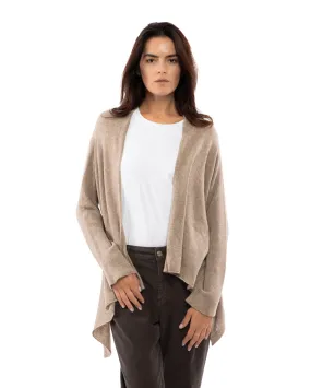 NEW FALL 24 - Pure Cashmere Open Front Cardigan Wrap Taupe