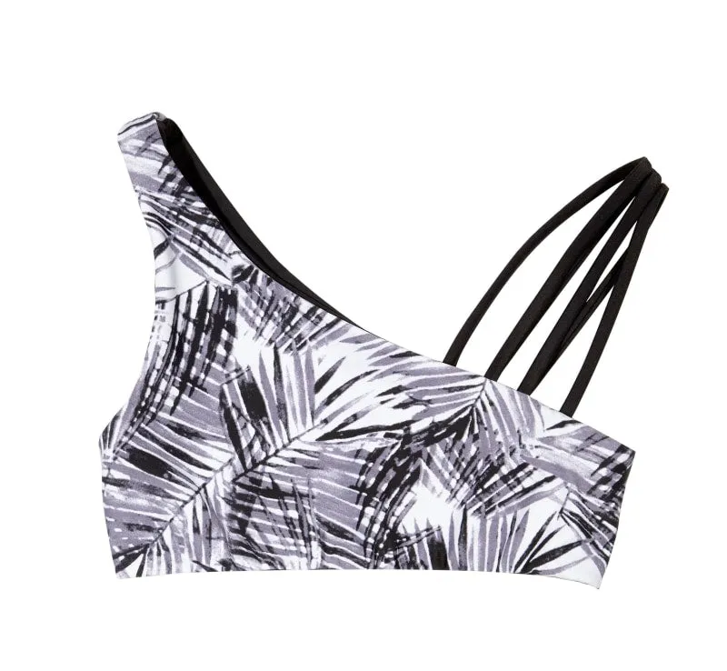 Nikki Reversible Bikini Crop Top (Leaf/Black)