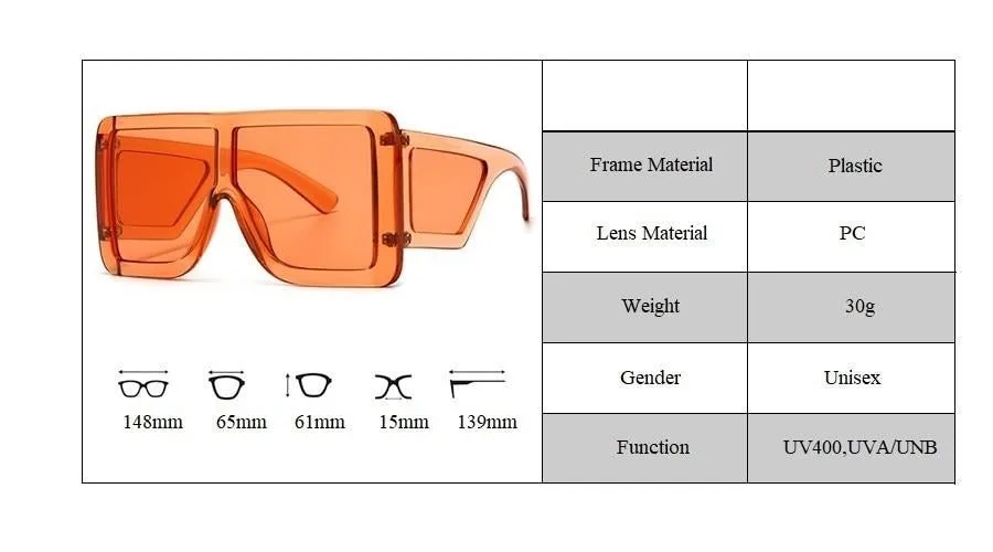 Oversized Wide Leg Square Sunglasses