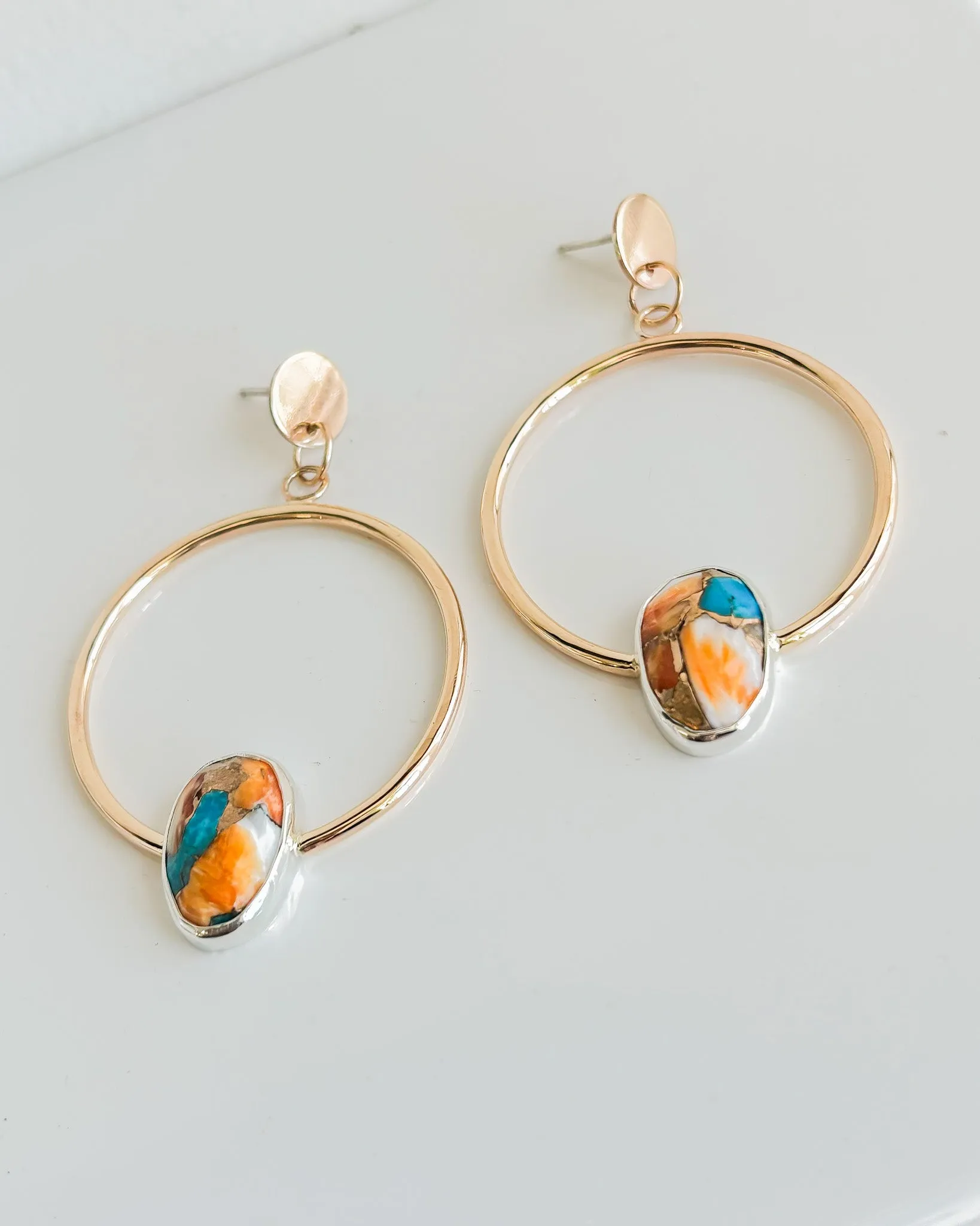 OYSTER TURQUOISE// gemstone hoops