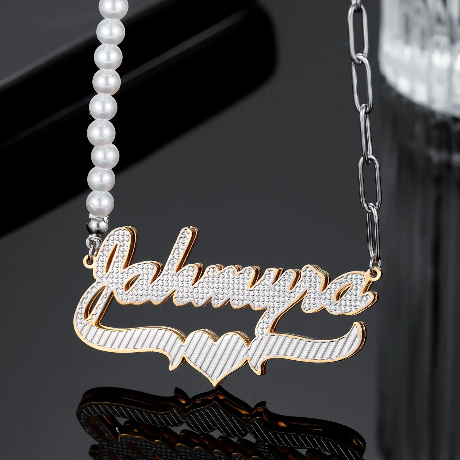Pearl Essential Link Chain Two Tone Necklace QN520