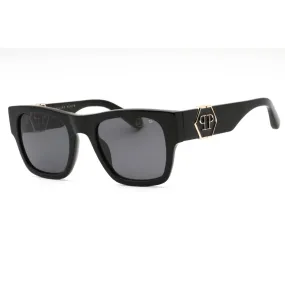 Philipp Plein Unisex Sunglasses - Shiny Black Plastic Square Frame | SPP042M 700F