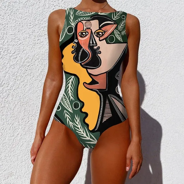 Print Swimsuit Bodysuit One Piece