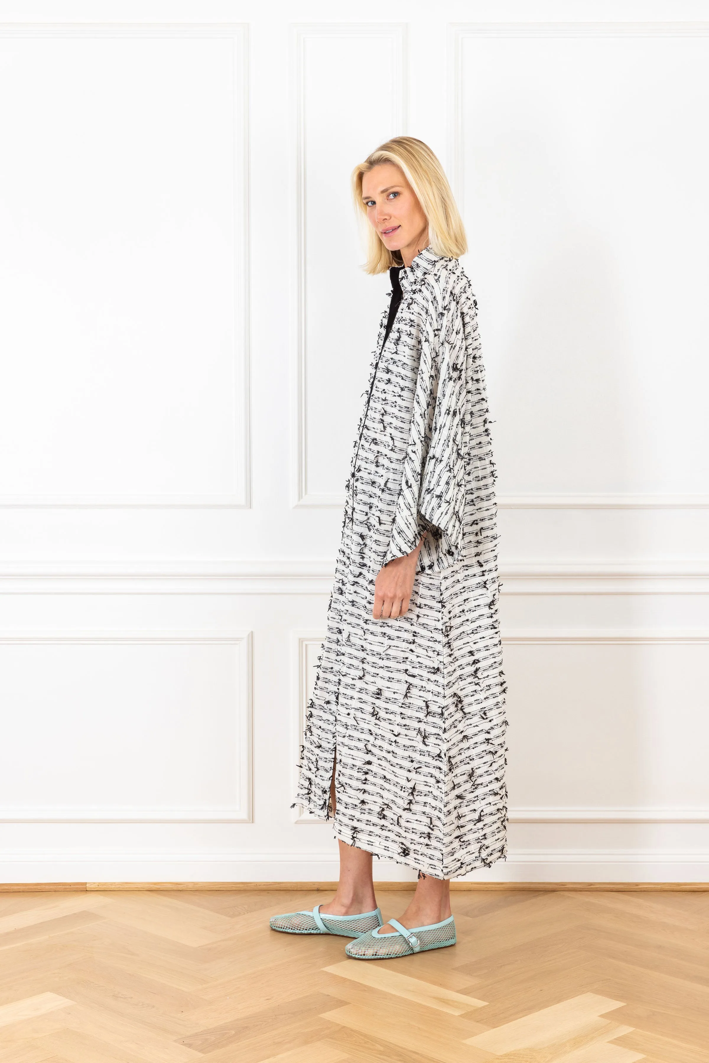 Raven Woven Open Front Caftan