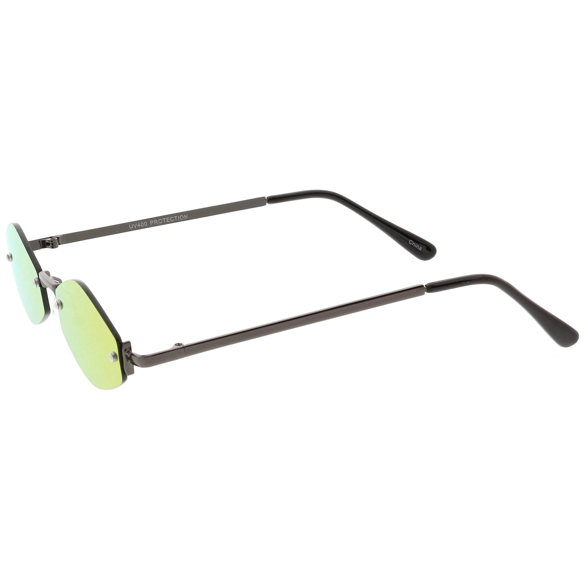 Retro 1990's Small Geometric Hexagon Mirrored Lens Sunglasses C592