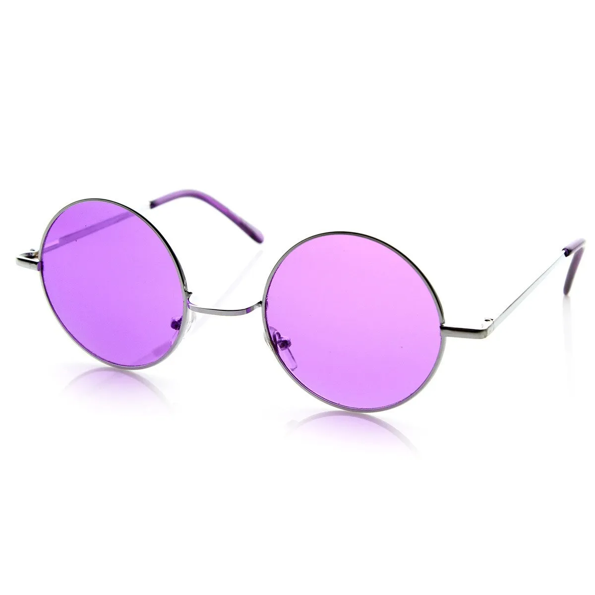 Retro Hippie Metal Lennon Round Color Lens Sunglasses 8594