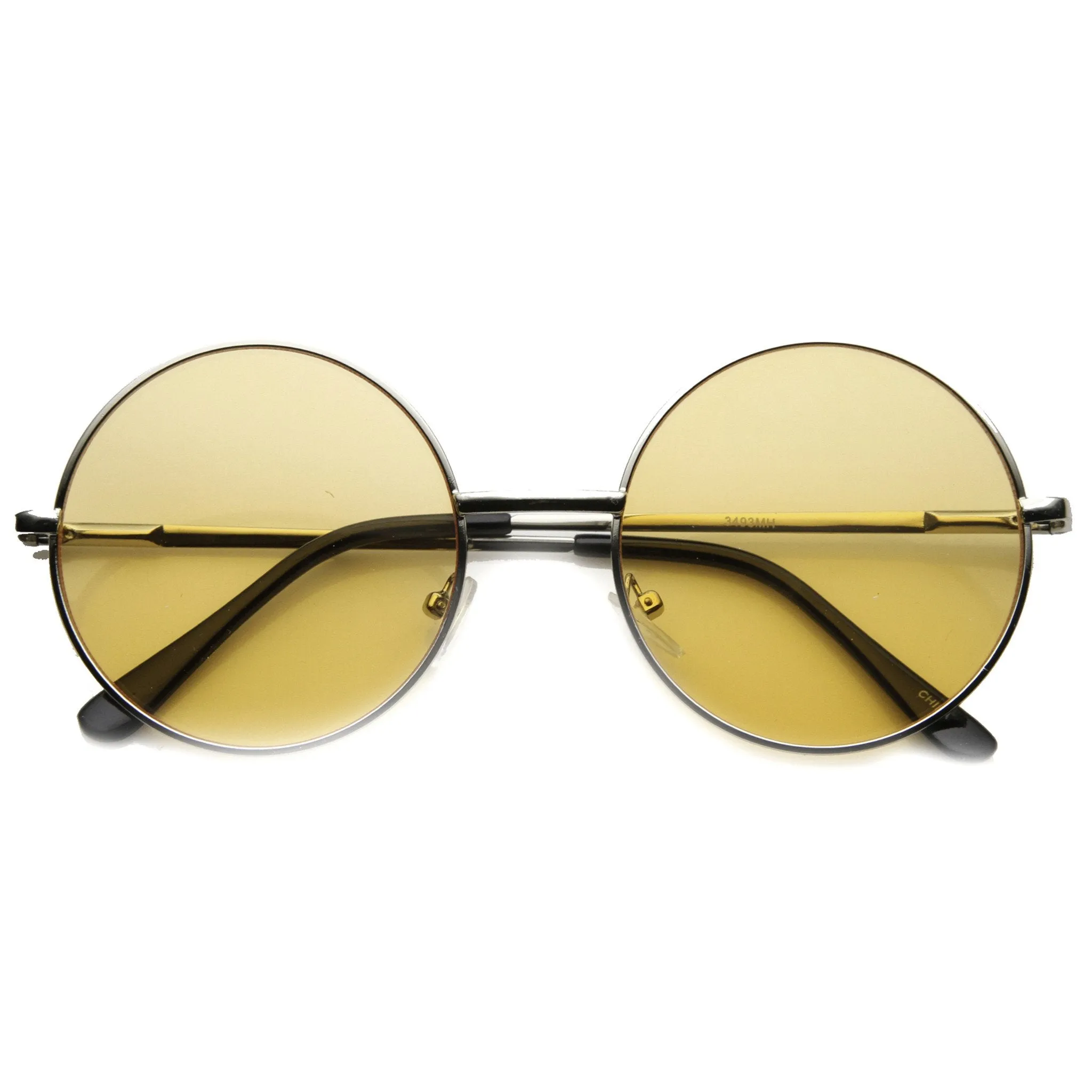 Retro Hippie Mid Sized Round Color Lens Sunglasses 9814