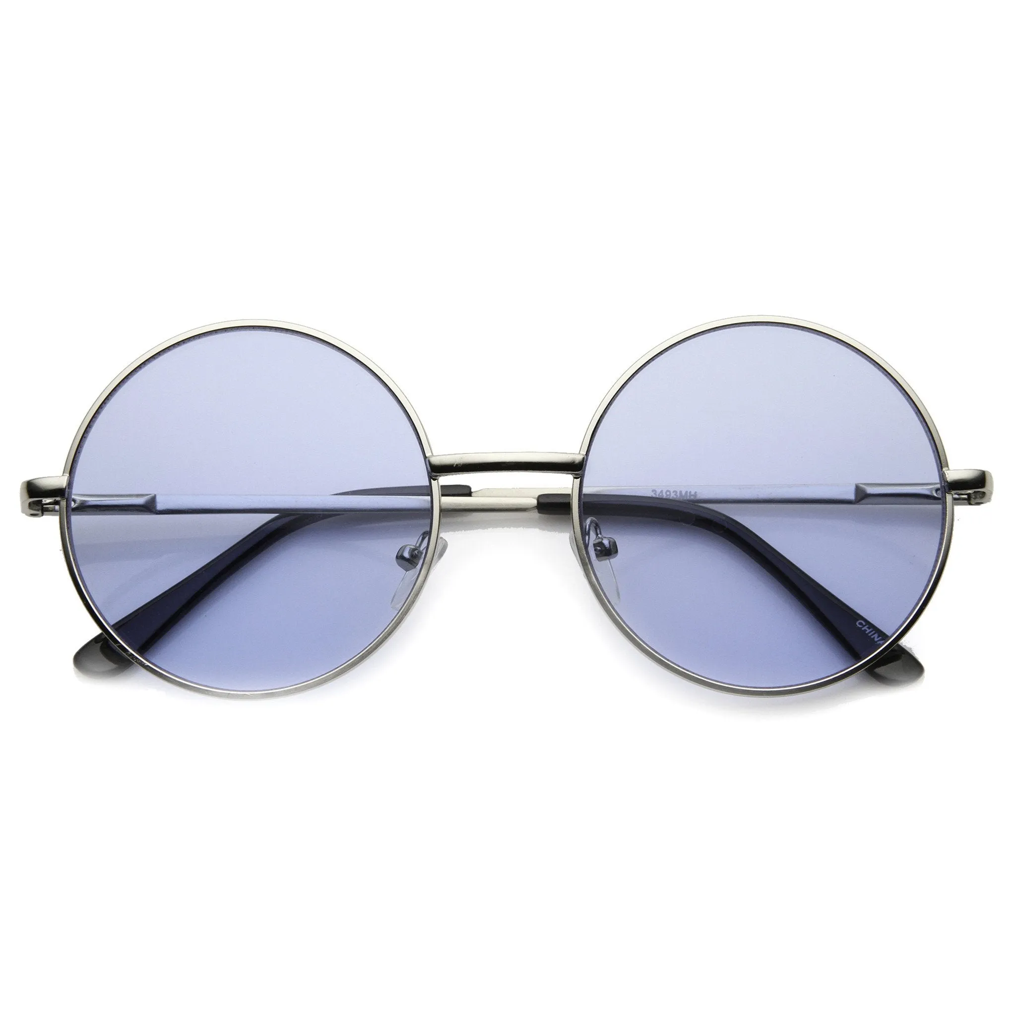 Retro Hippie Mid Sized Round Color Lens Sunglasses 9814