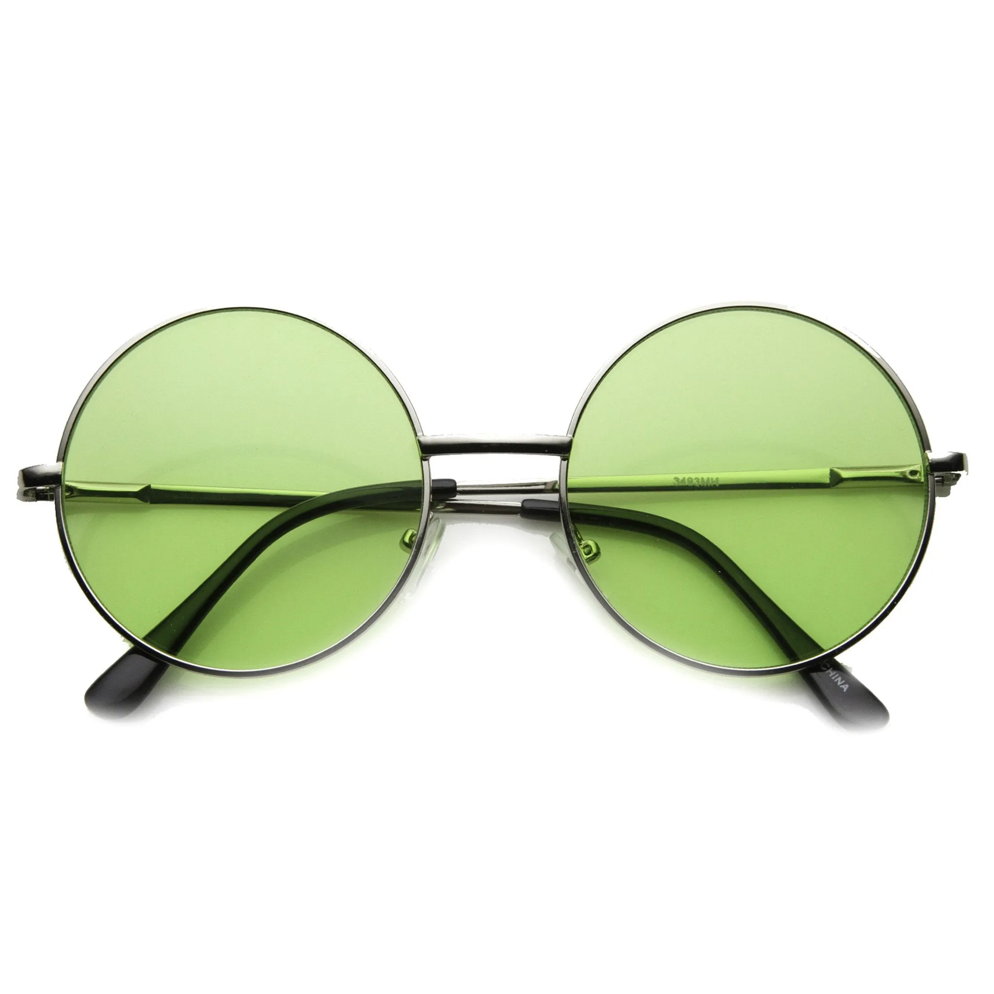 Retro Hippie Mid Sized Round Color Lens Sunglasses 9814