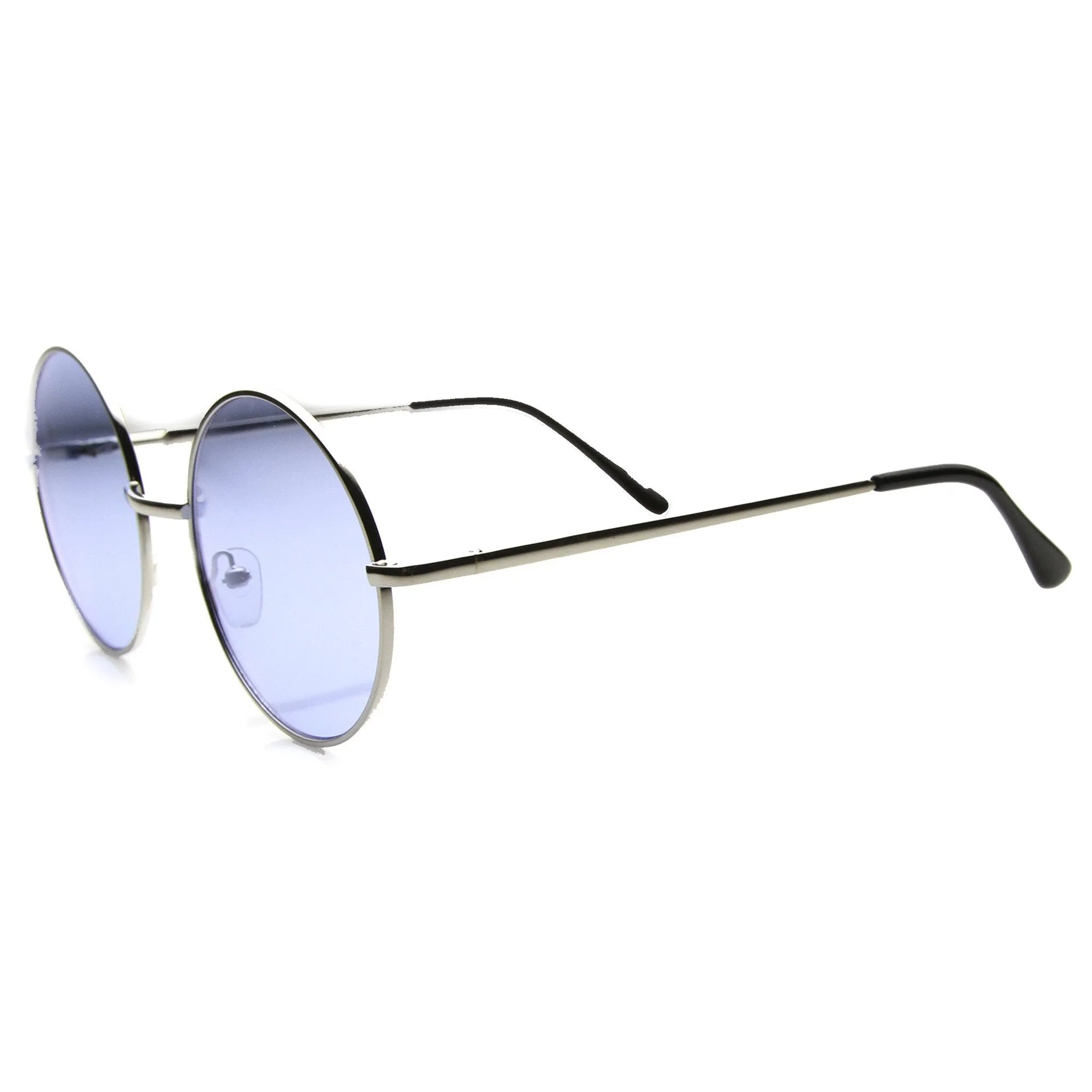 Retro Hippie Mid Sized Round Color Lens Sunglasses 9814