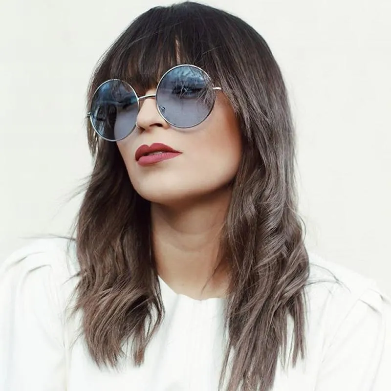Retro Hippie Mid Sized Round Color Lens Sunglasses 9814