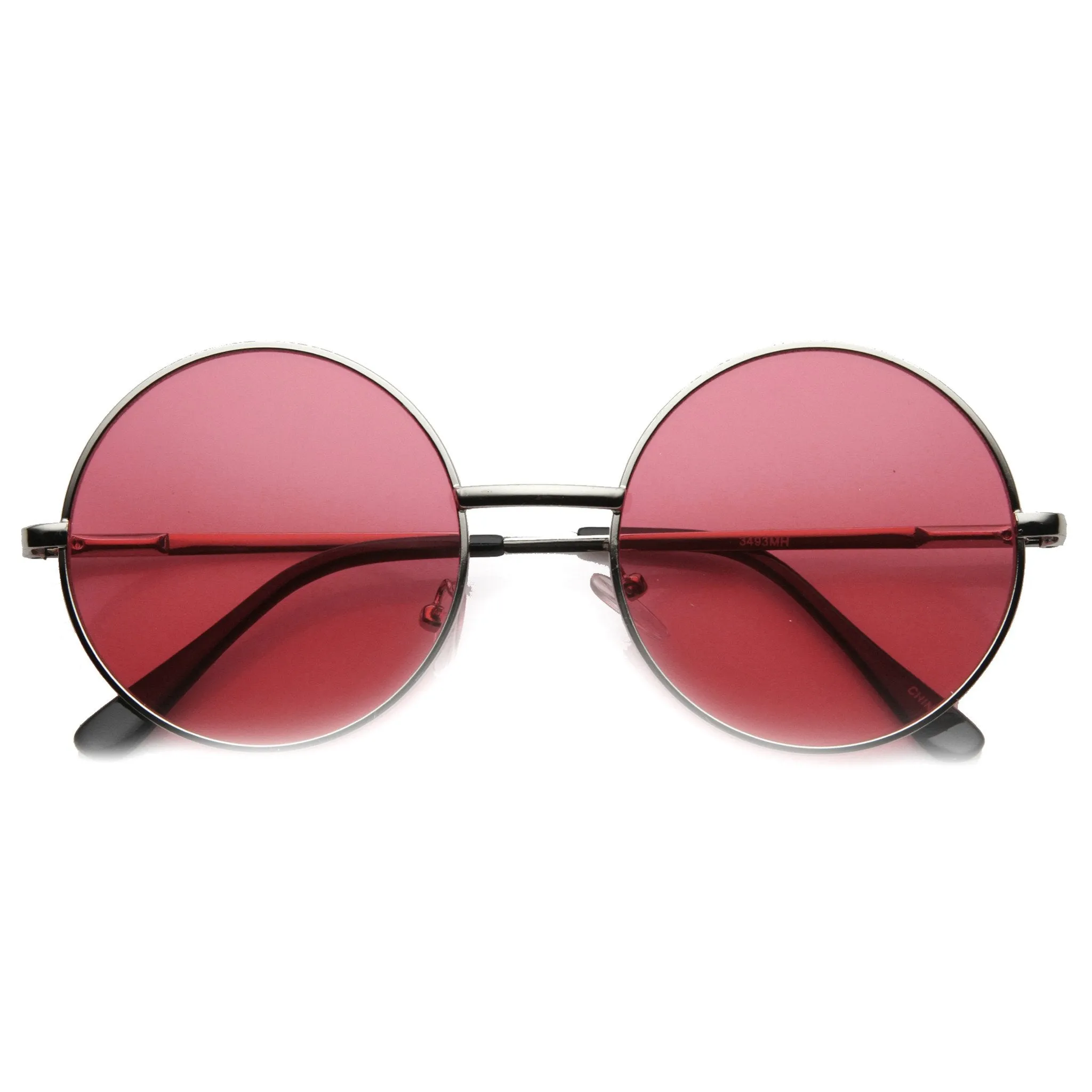 Retro Hippie Mid Sized Round Color Lens Sunglasses 9814