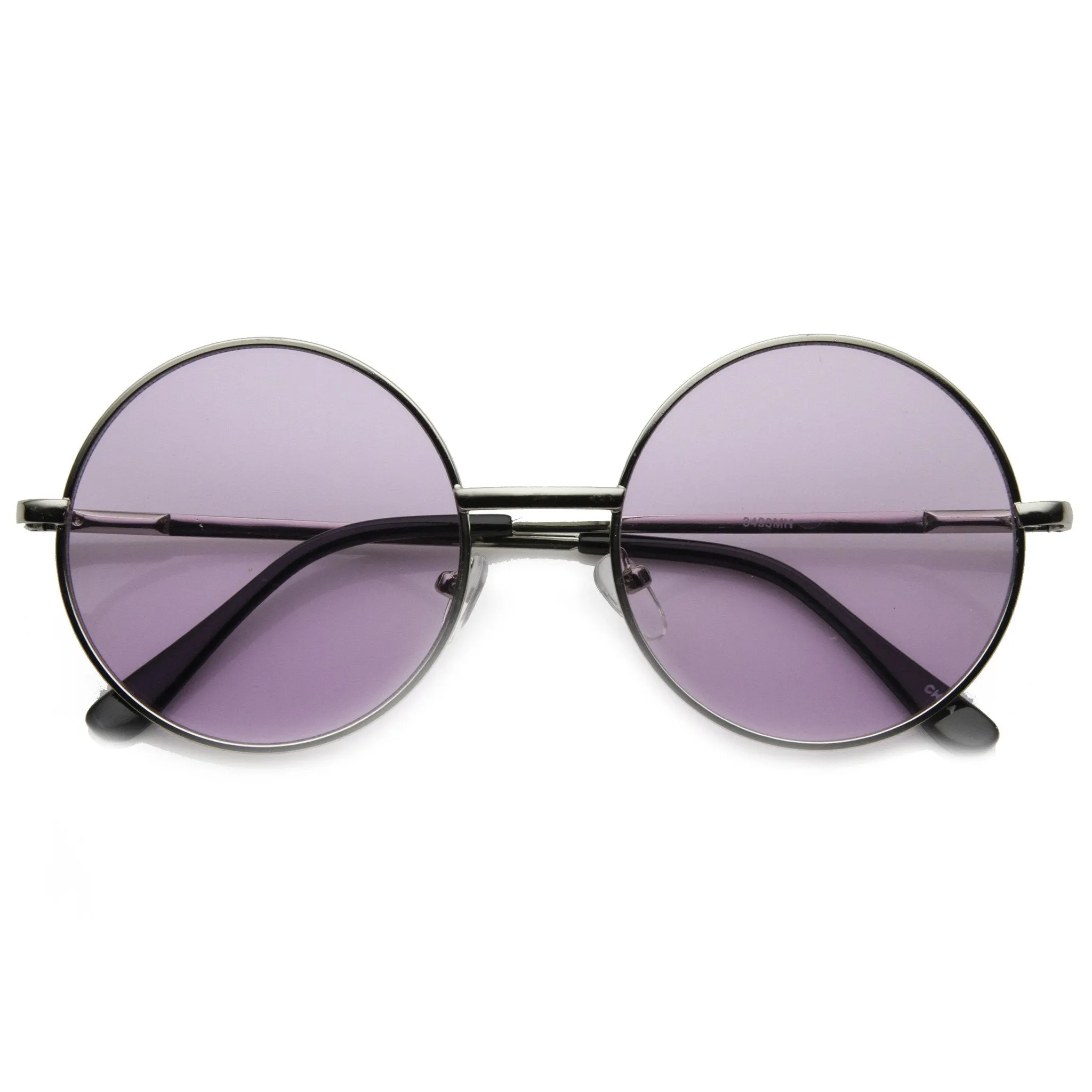 Retro Hippie Mid Sized Round Color Lens Sunglasses 9814