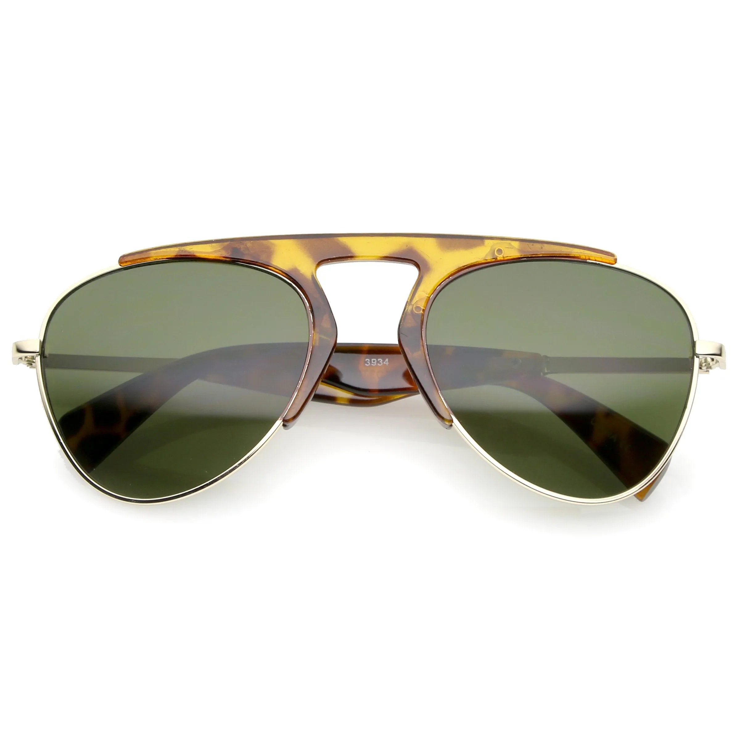 Retro Modern Bold Brow Bar Half Frame Aviator Sunglasses A783