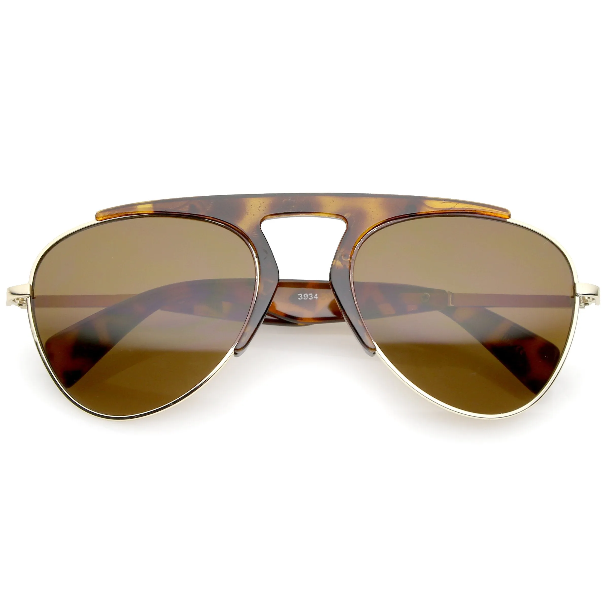 Retro Modern Bold Brow Bar Half Frame Aviator Sunglasses A783
