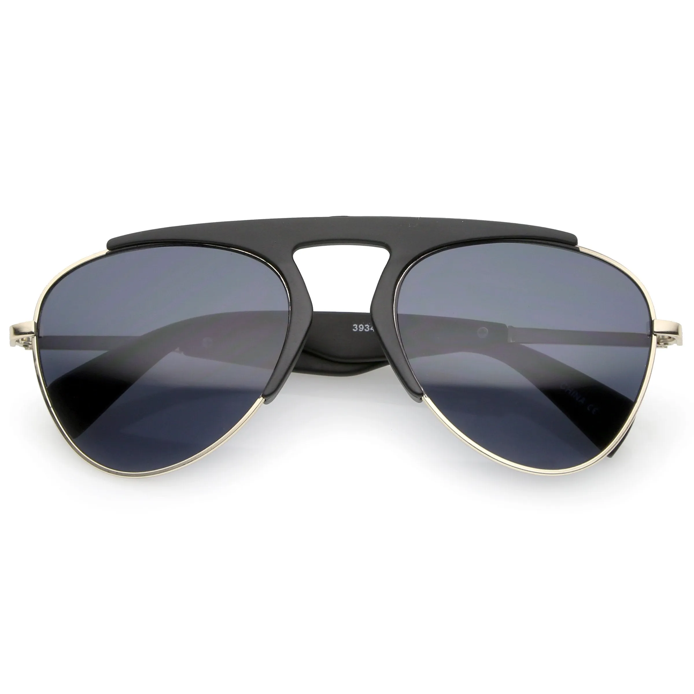 Retro Modern Bold Brow Bar Half Frame Aviator Sunglasses A783