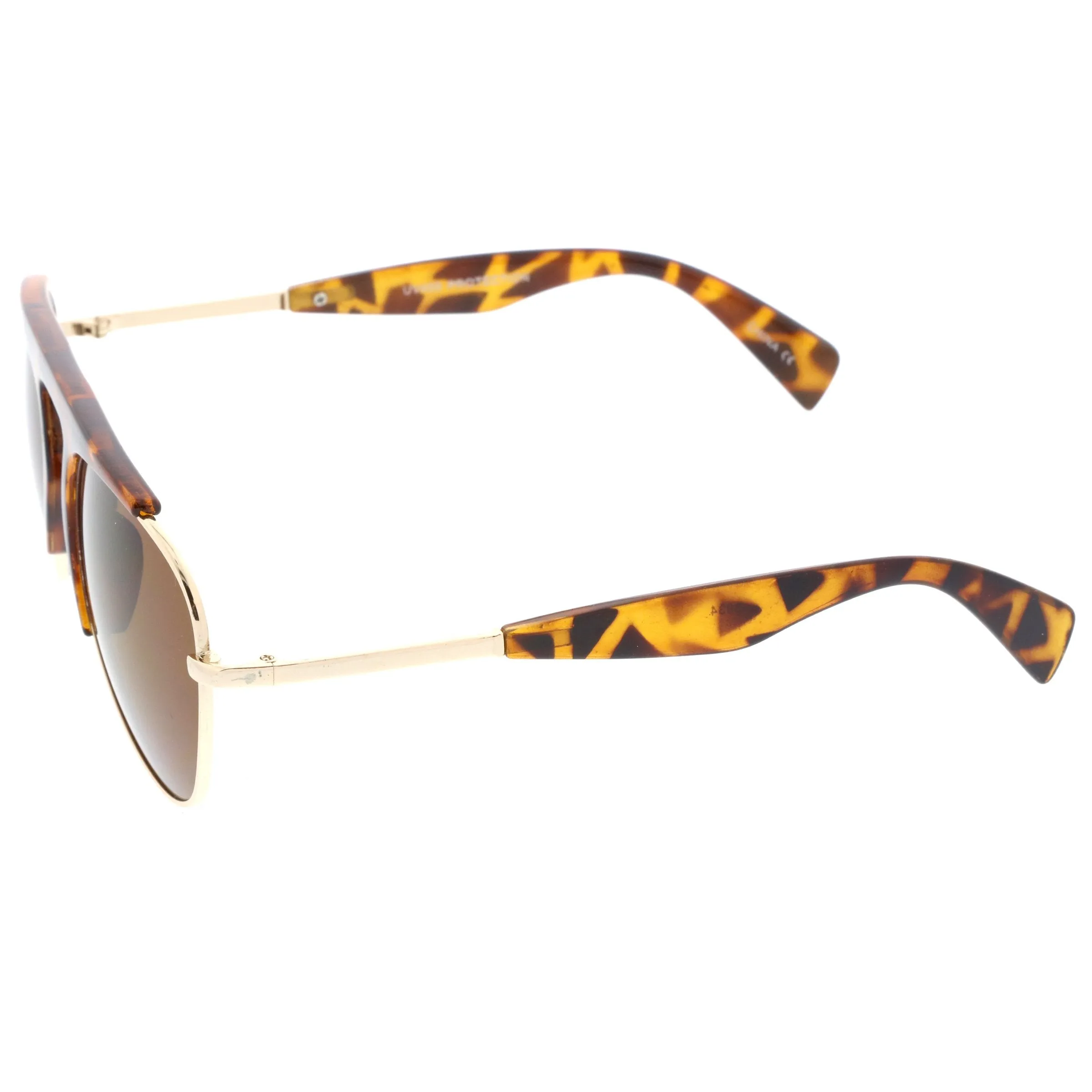 Retro Modern Bold Brow Bar Half Frame Aviator Sunglasses A783