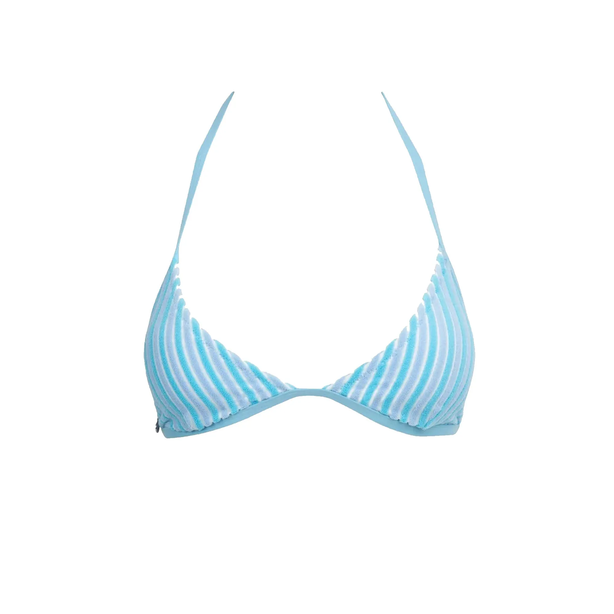 Rhythm Terry Strands Stripe Fixed Halter Tri Women's Bikini Top - Blue