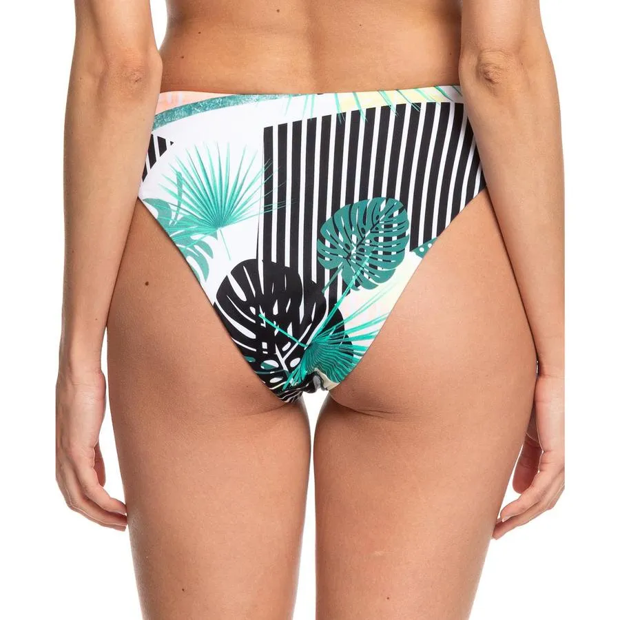 Roxy Pop Surf High Leg Bikini Bottoms - Black Crazy Victoria