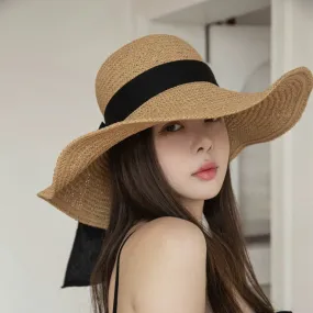 Seaside Big Brim Vacation Versatile Bow Floppy Straw Hat