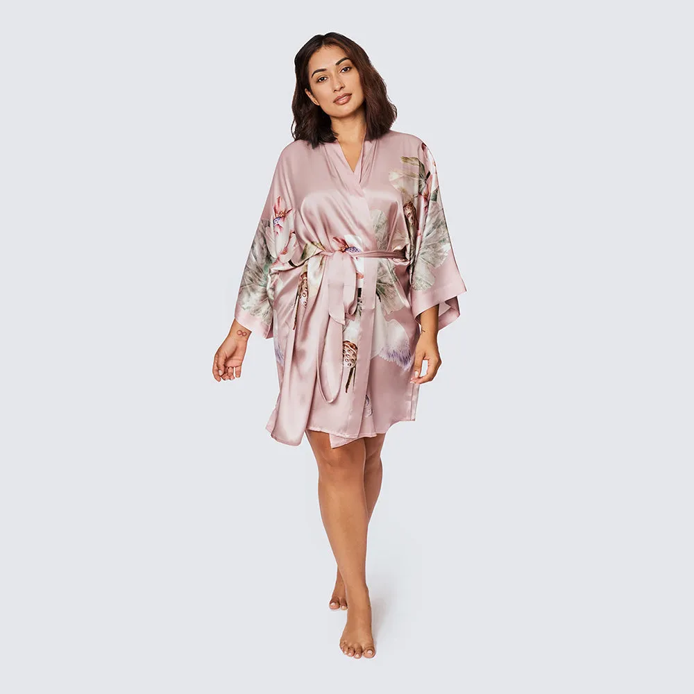 Silk Kuren Short Kimono Robe (Plus Size)