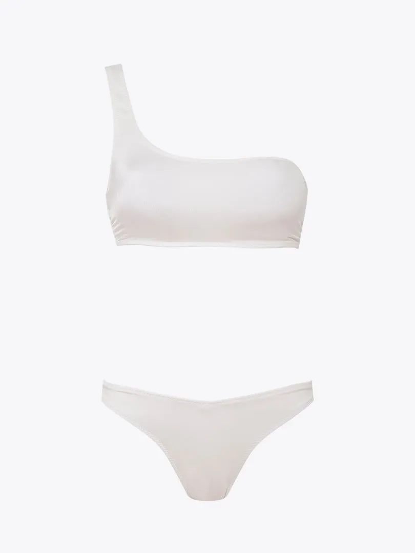 Single Shoulder Bikini Set - Ecru