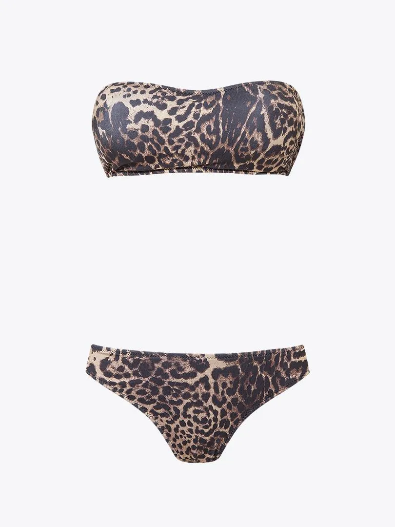 Strapless Leopard Bikini Set - Leopard