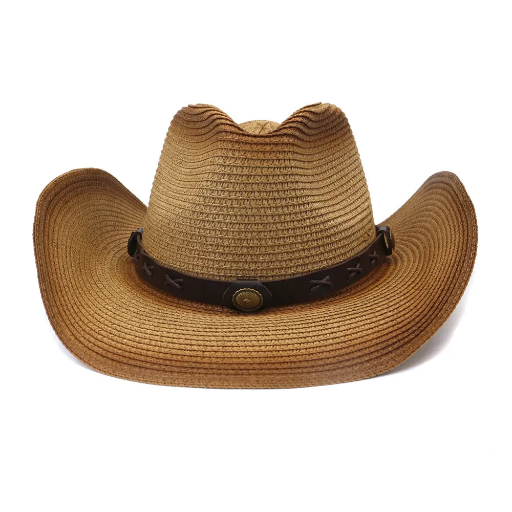 Straw Cowboy Hats Men Women Spray Paint Straw Cowboy Hat Beach Hat Outdoor Sun Hat