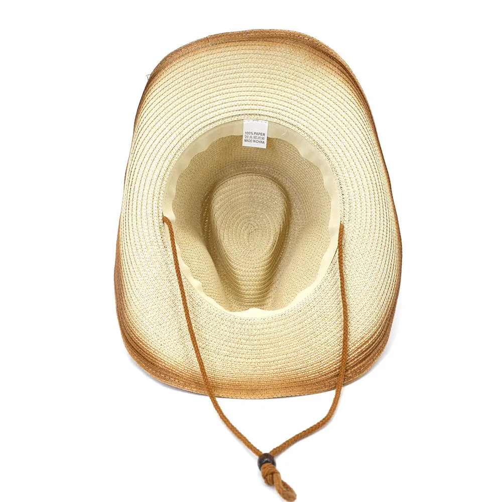 Straw Cowboy Hats Men Women Spray Paint Straw Cowboy Hat Beach Hat Outdoor Sun Hat