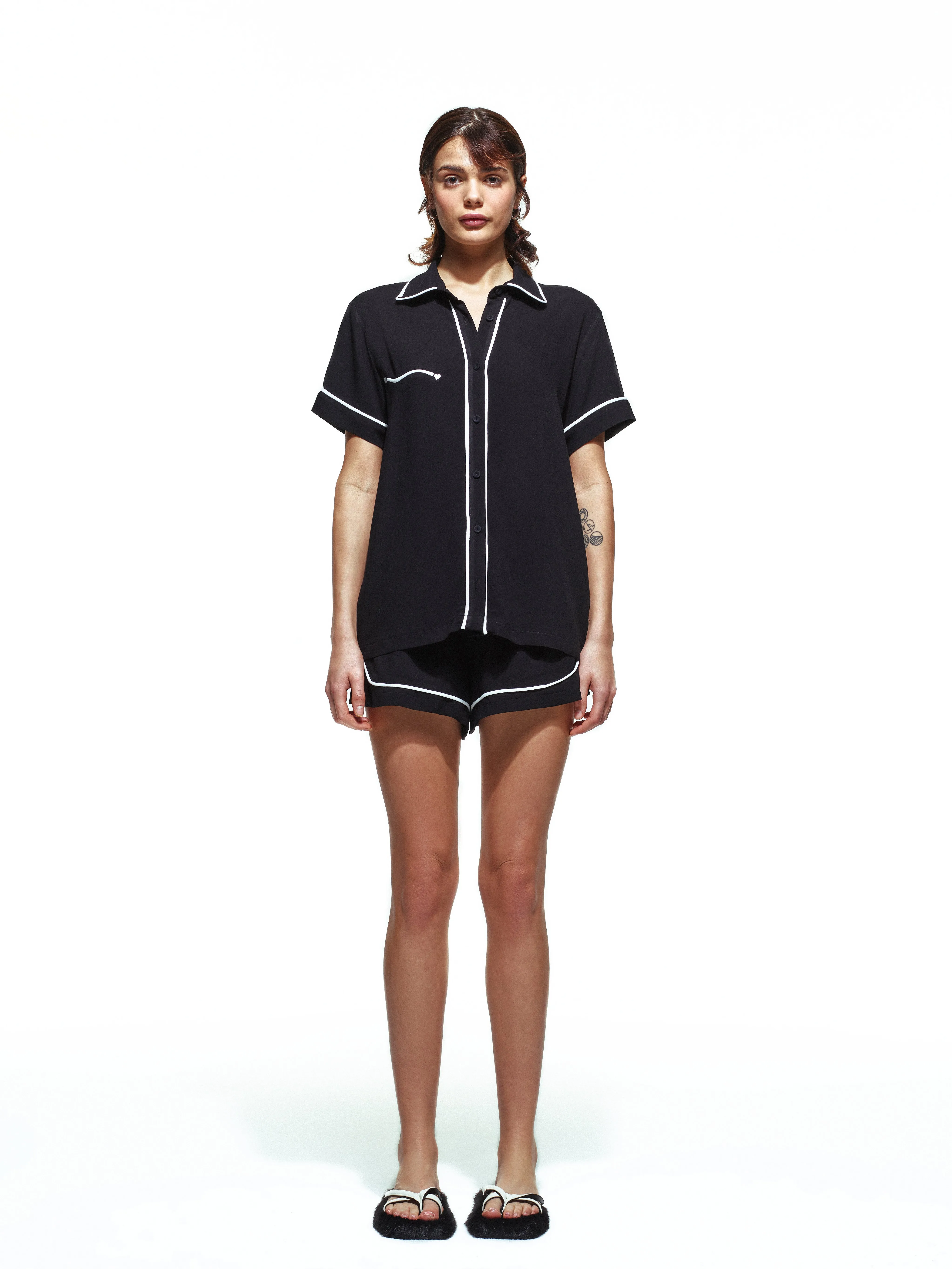 Texas Black Short Pajama Set