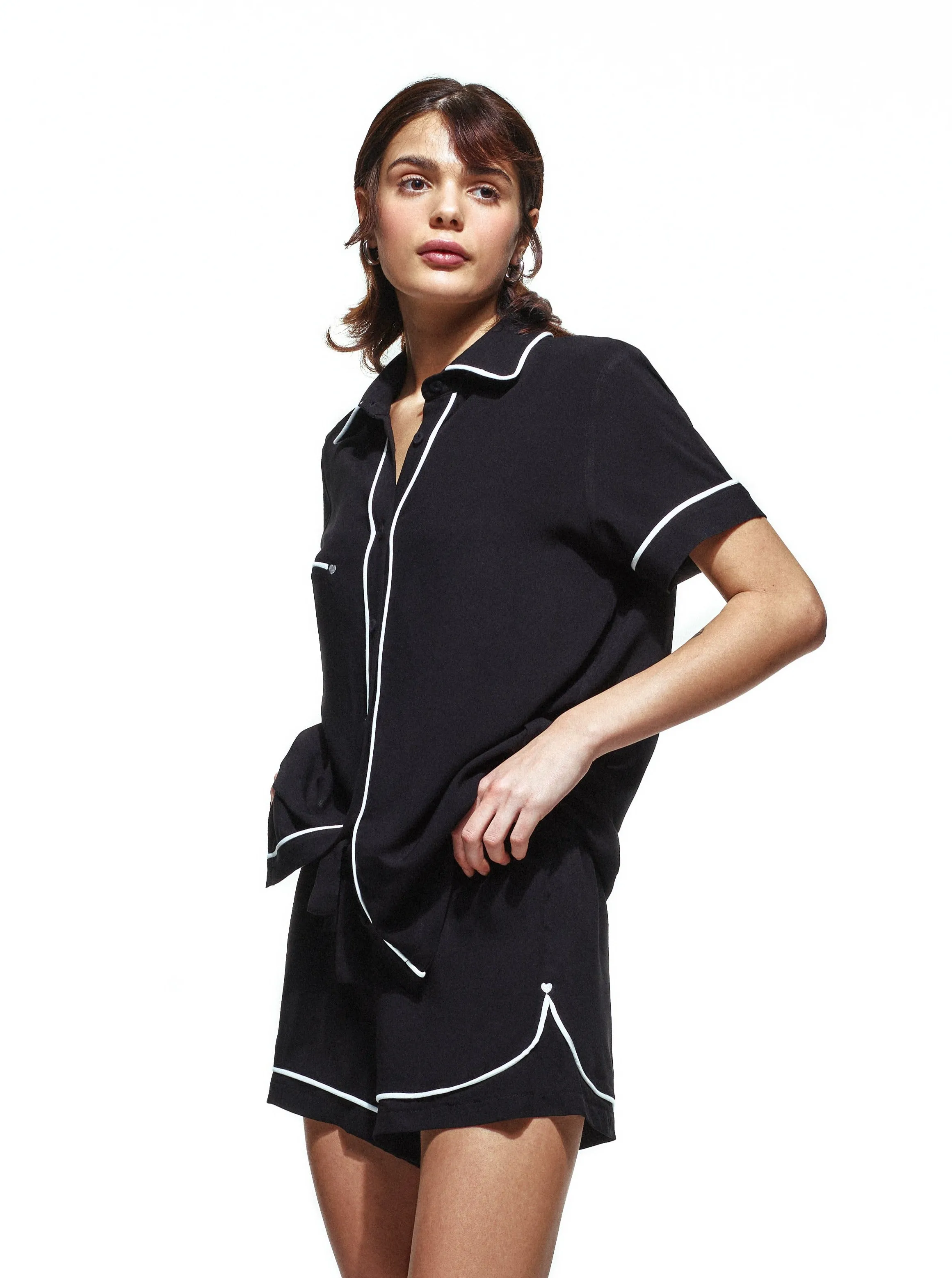 Texas Black Short Pajama Set