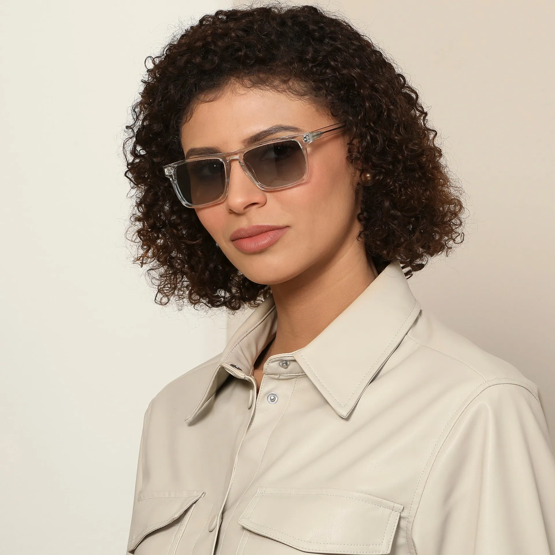 Transparent Rectangle Full Rim Unisex Sunglasses by John Jacobs-137132