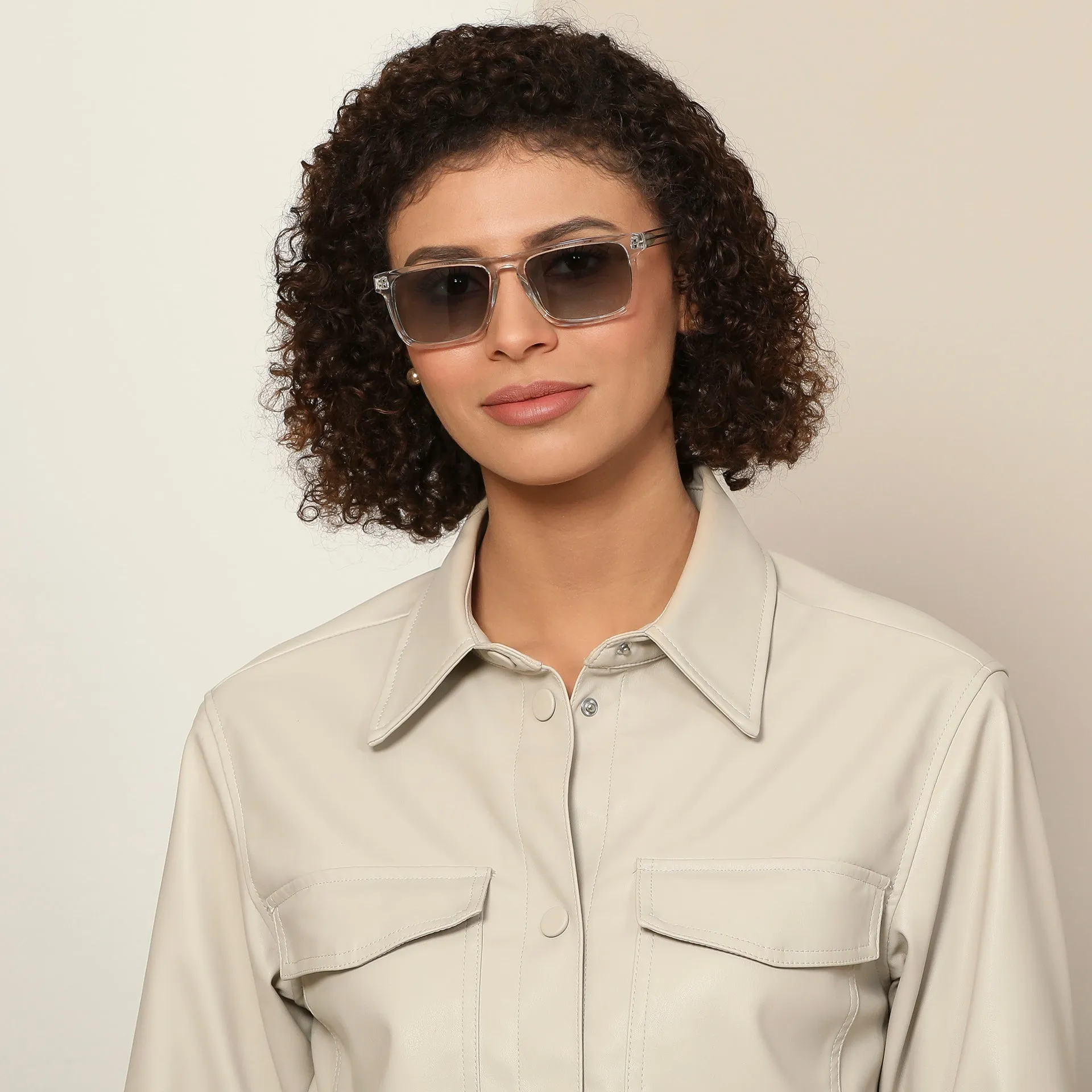 Transparent Rectangle Full Rim Unisex Sunglasses by John Jacobs-137132