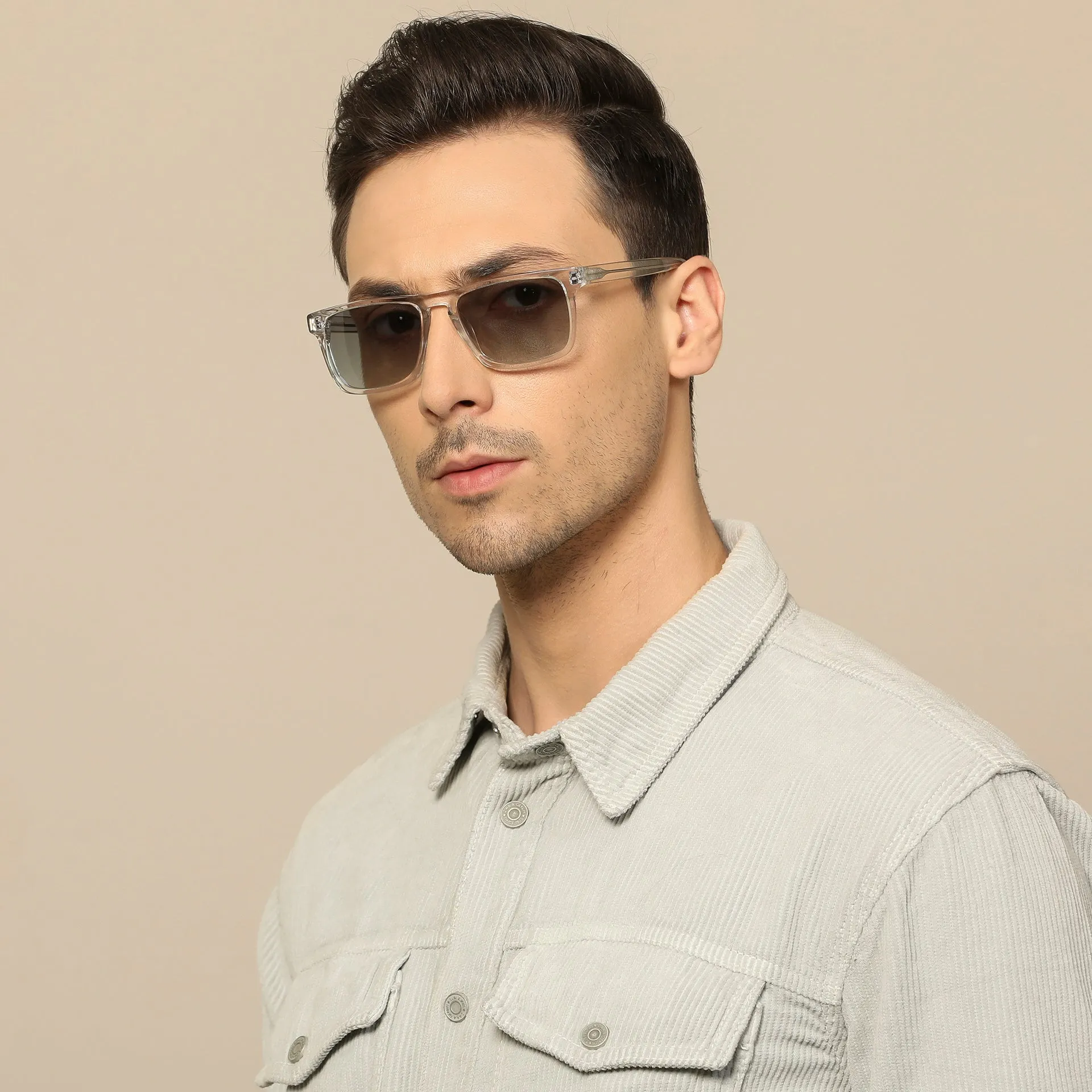 Transparent Rectangle Full Rim Unisex Sunglasses by John Jacobs-137132