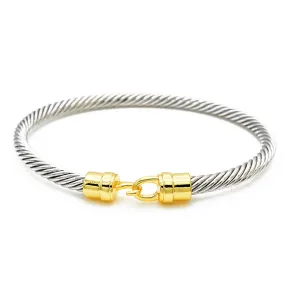Two Tone Cable Bangle Bracelet