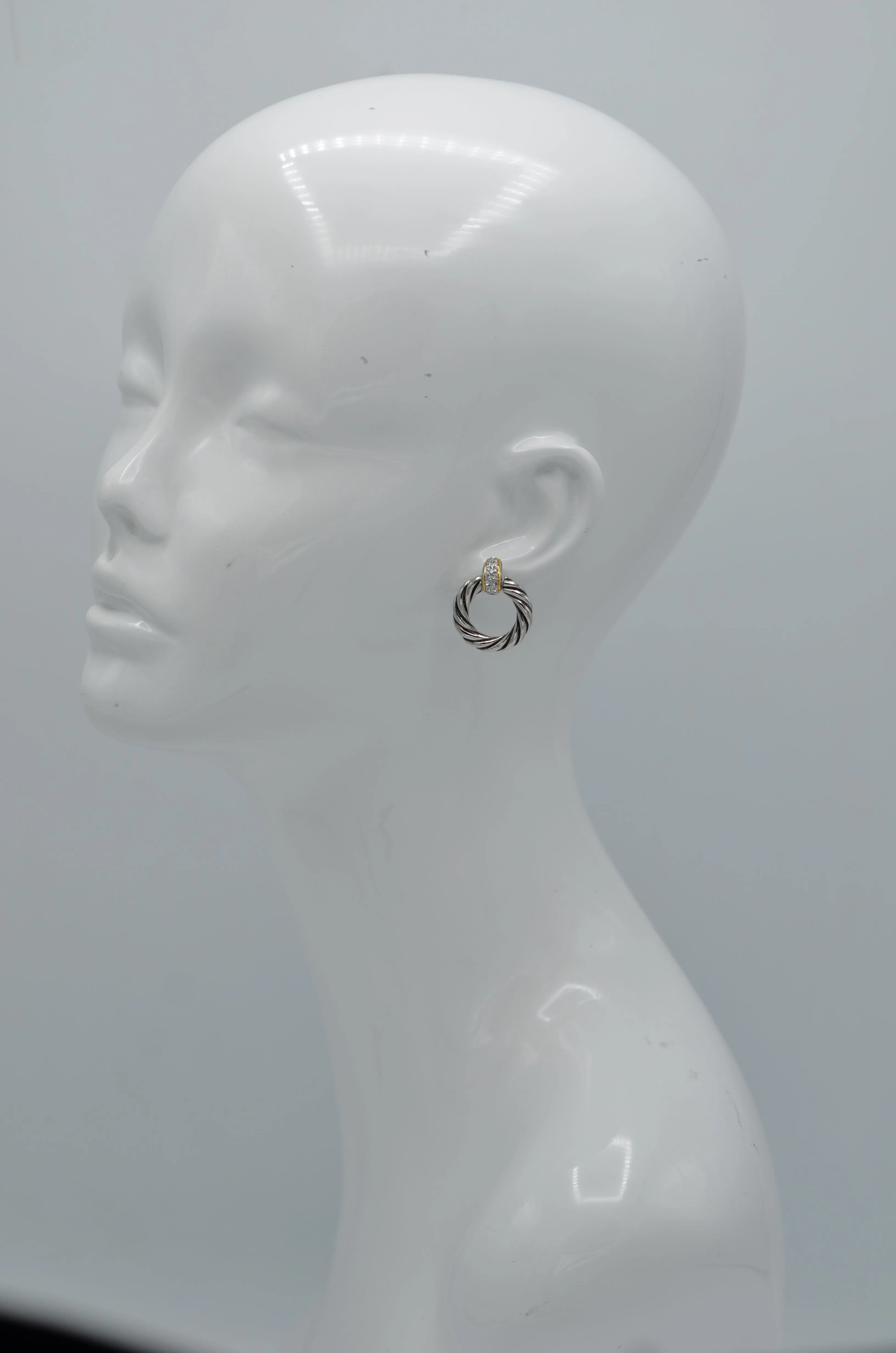 Two Tone crystal earrings #13211ER(FE5)