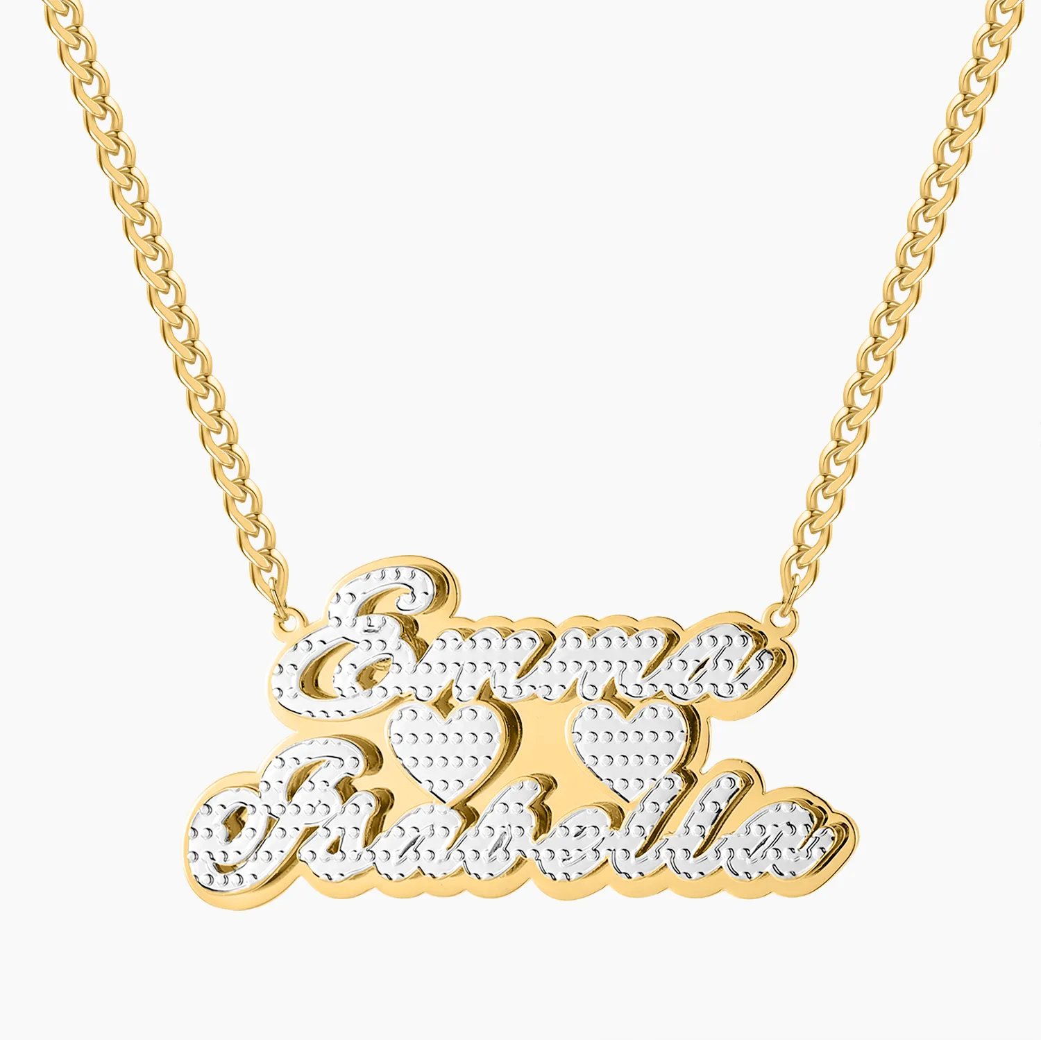 Two Tone Necklace With Heart QN733