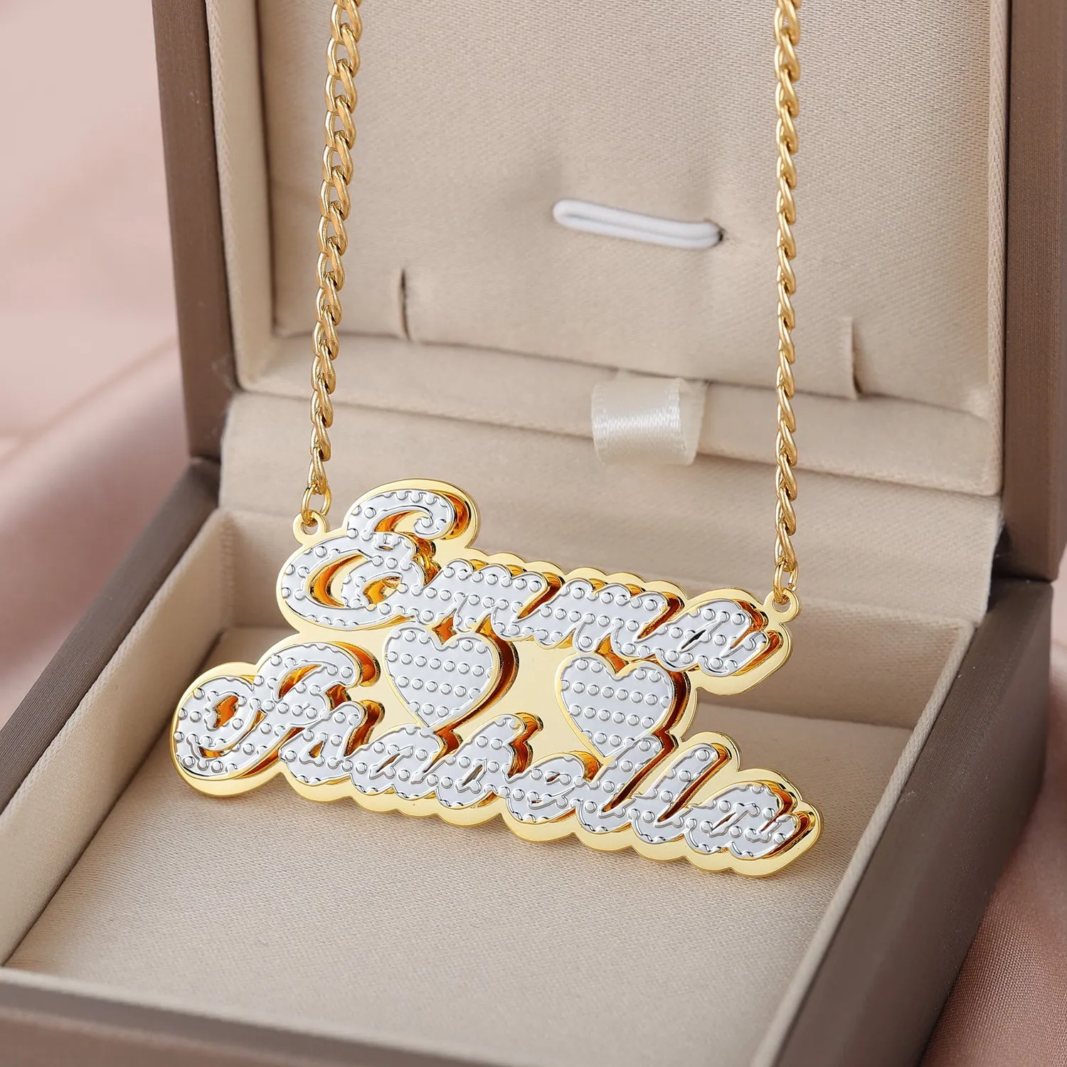 Two Tone Necklace With Heart QN733