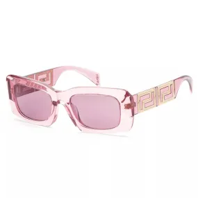Versace Rectangle Sunglasses Transparent Pink/Violet Internal Mirror