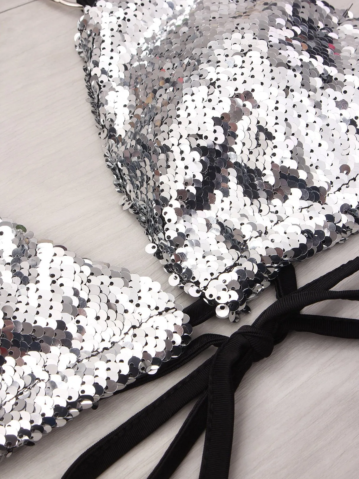 Wholesale Halter Sleeveless Silver 2 Piece Bikinis