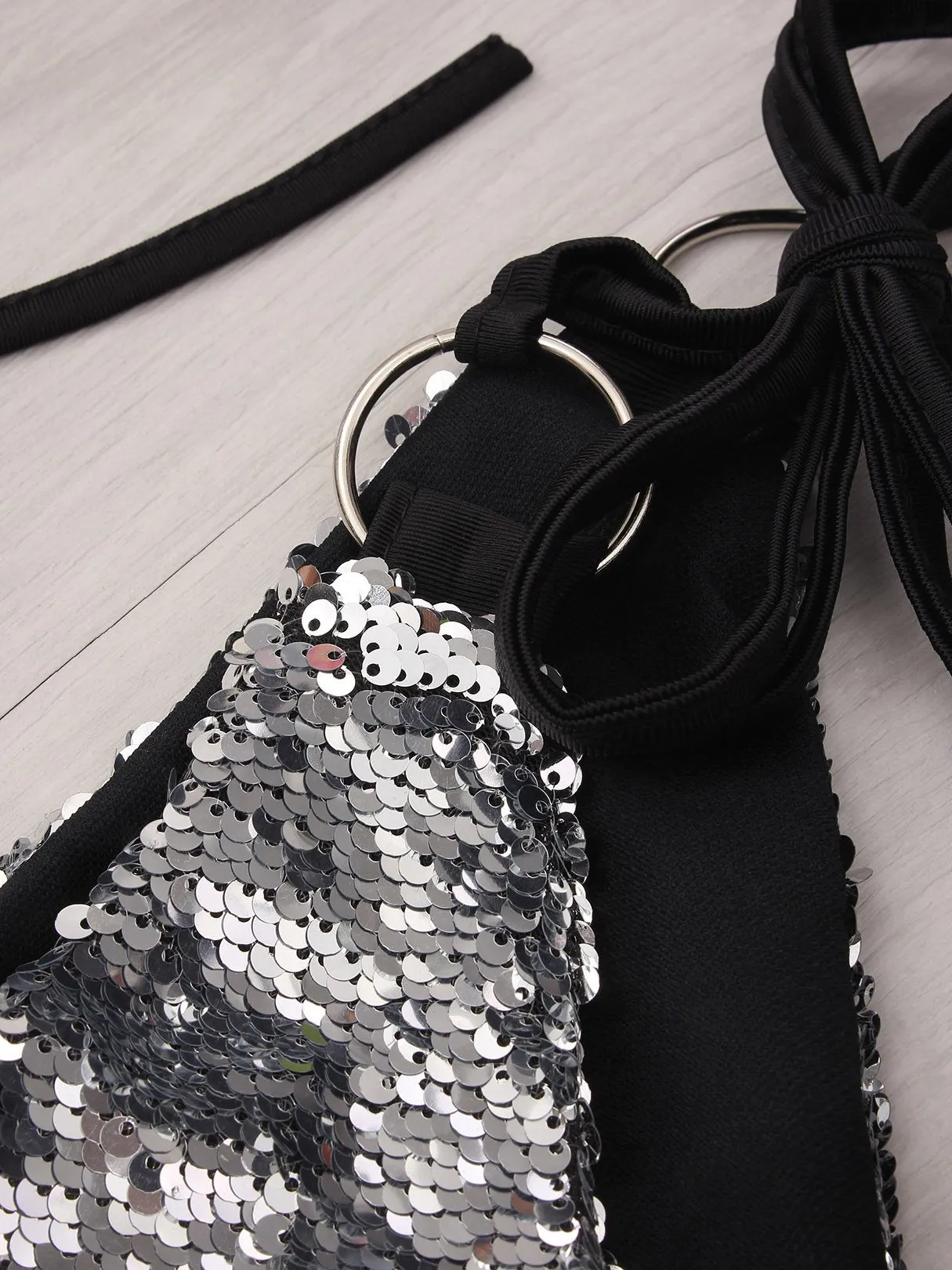 Wholesale Halter Sleeveless Silver 2 Piece Bikinis