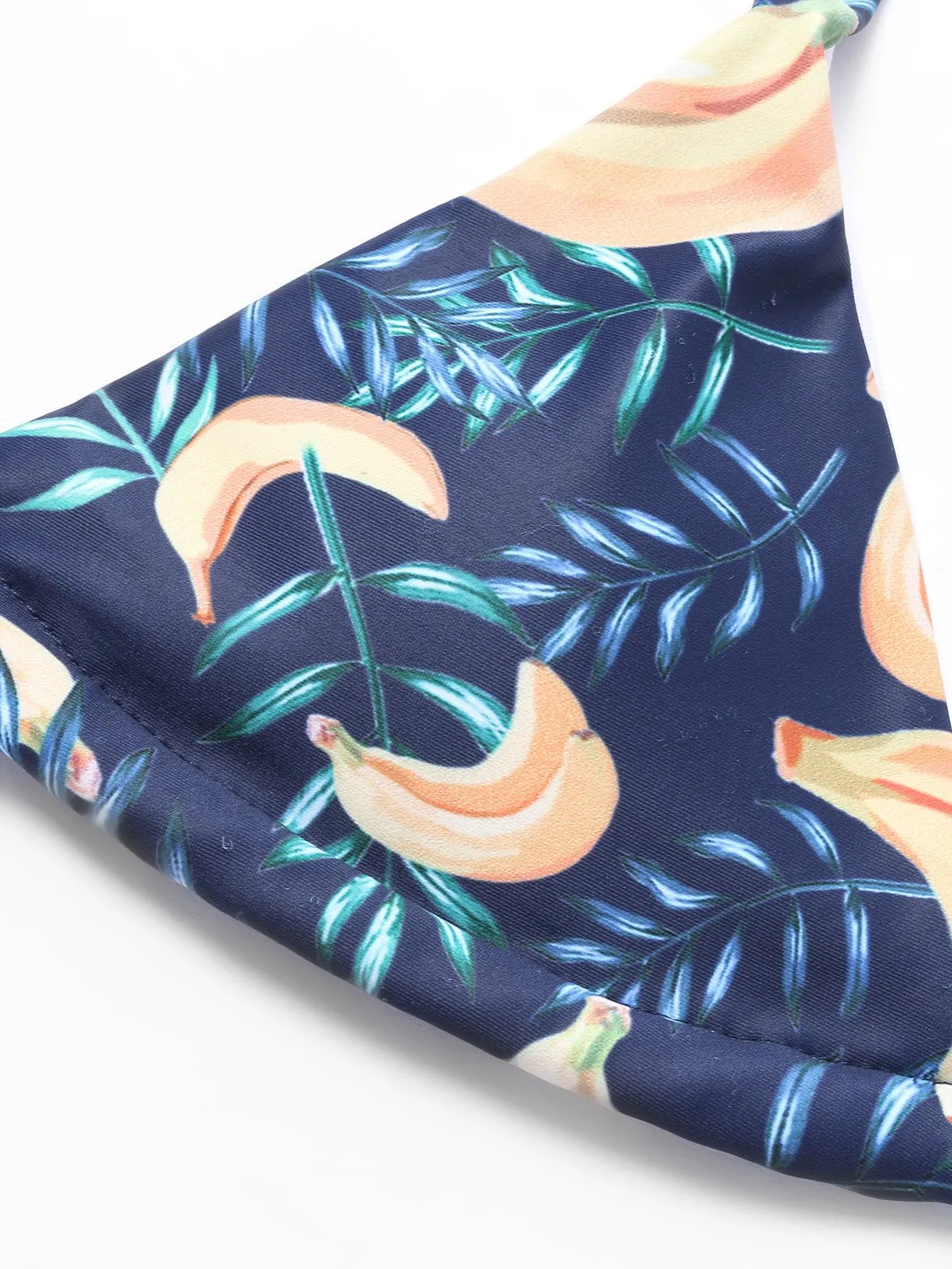 Wholesale Navy Halter Sleeveless Printed Backless Self-Tie Two Piece Bikinis