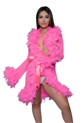 Womens Boa Trim Lux Robe