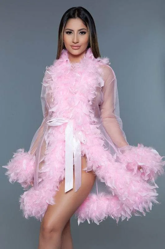 Womens Boa Trim Lux Robe
