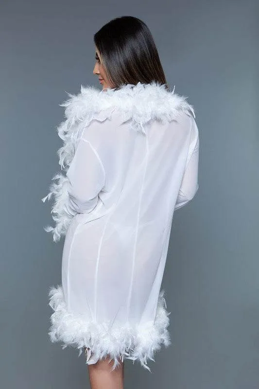 Womens Boa Trim Lux Robe