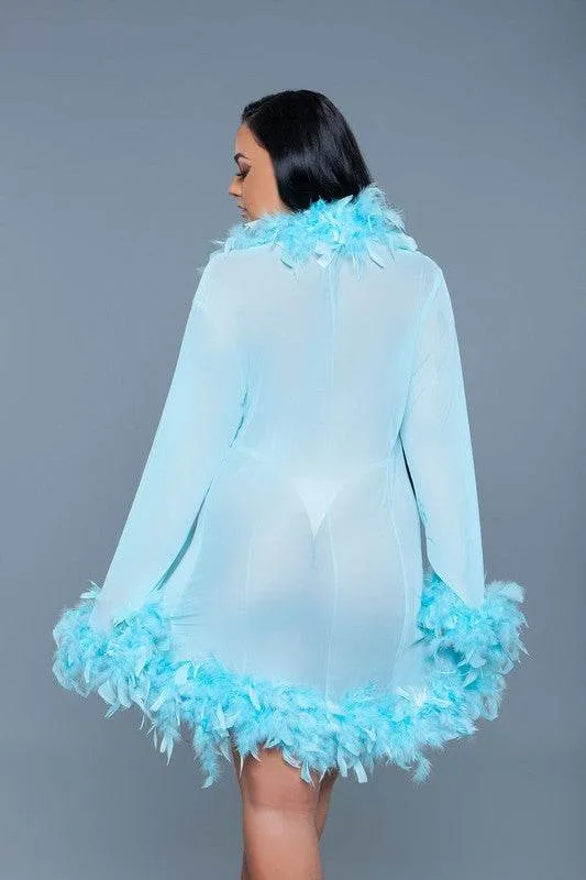 Womens Boa Trim Lux Robe