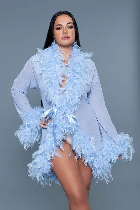 Womens Boa Trim Lux Robe