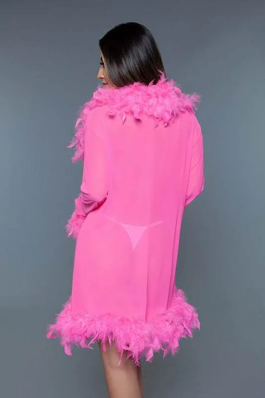 Womens Boa Trim Lux Robe