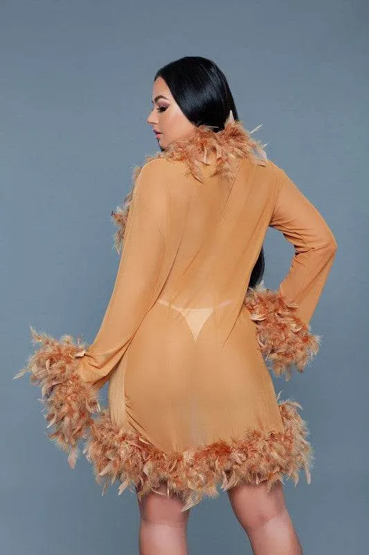 Womens Boa Trim Lux Robe